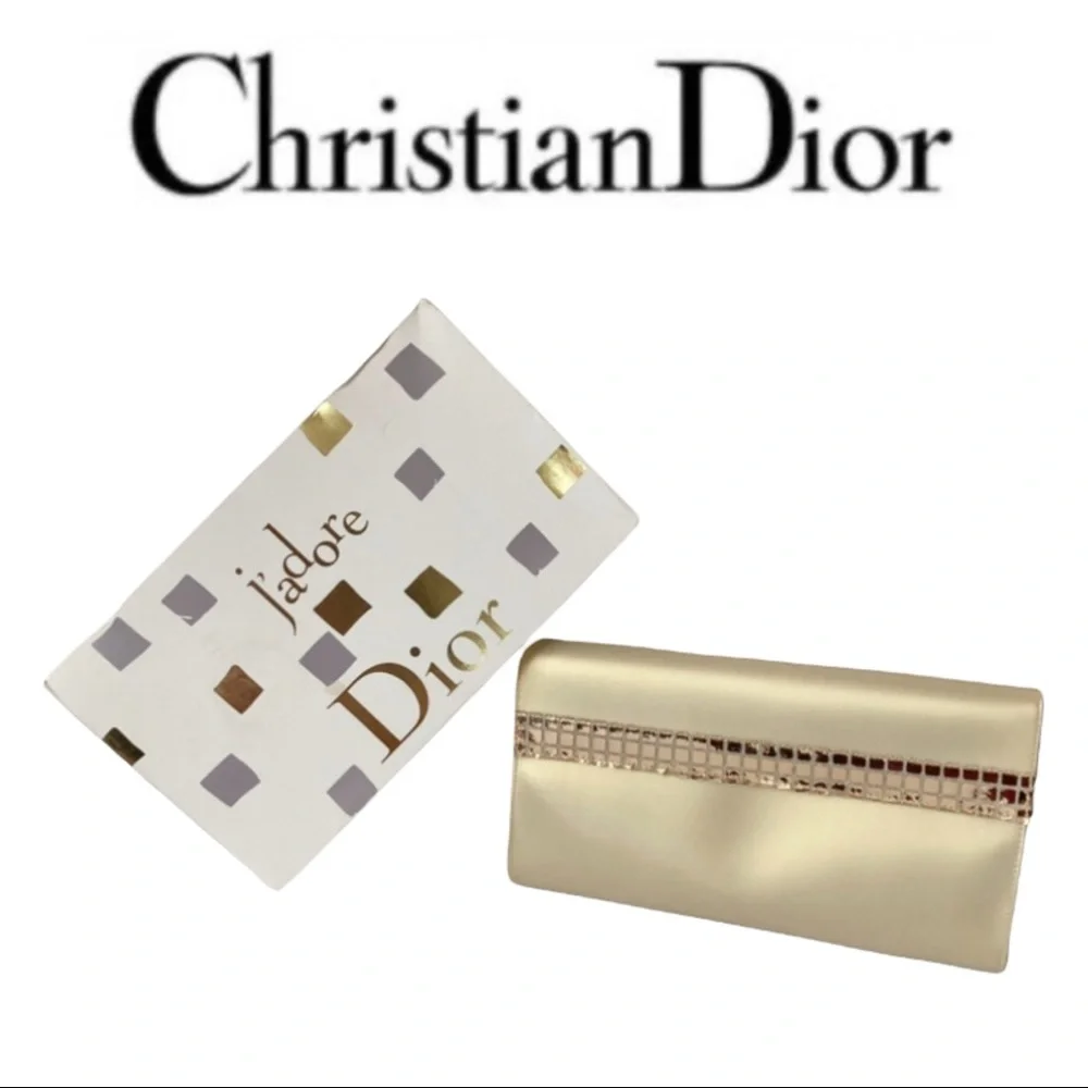 NEW NIOB Christian Dior Champagne Beige Shimmer Clutch Parfums Evening Bag
